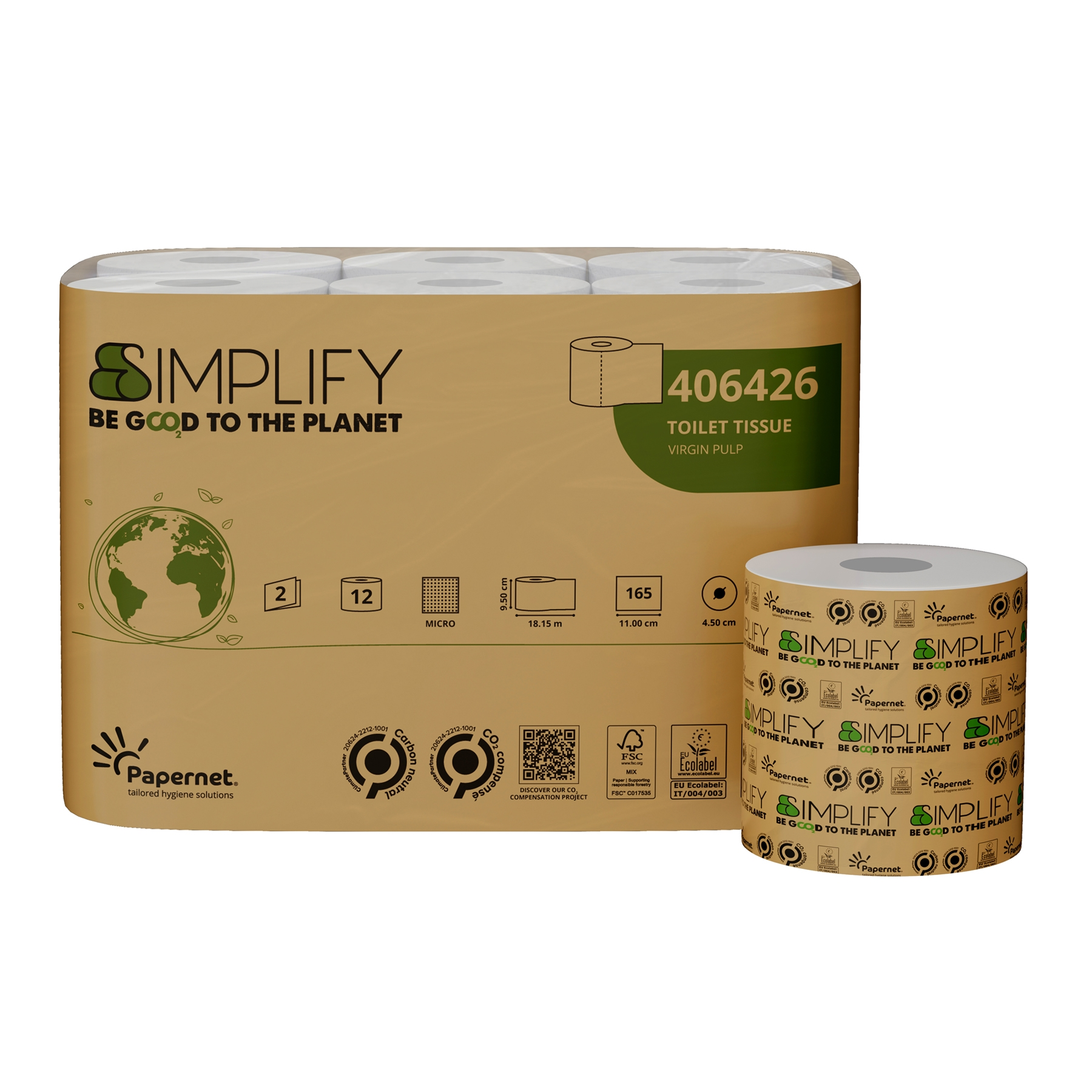 PAPERNET CARTA IGENICA  Simplify 2v fascettata 12rt